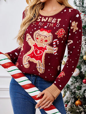 Cartoon Jacquard Thickened knit Crewneck Pullover Christmas Sweater