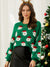 Santa Print Crew Neck Long Sleeve Loose Fit Pullover Christmas Sweater