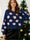 Santa Print Crew Neck Long Sleeve Loose Fit Pullover Christmas Sweater