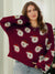 Santa Print Crew Neck Long Sleeve Loose Fit Pullover Christmas Sweater