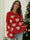 Santa Print Crew Neck Long Sleeve Loose Fit Pullover Christmas Sweater