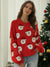 Santa Print Crew Neck Long Sleeve Loose Fit Pullover Christmas Sweater