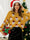Santa Print Crew Neck Long Sleeve Loose Fit Pullover Christmas Sweater