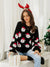 Santa Print Crew Neck Long Sleeve Loose Fit Pullover Christmas Sweater