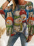 Women's Soft Crocheted Crew Neck Long Sleeves Christmas Sweater