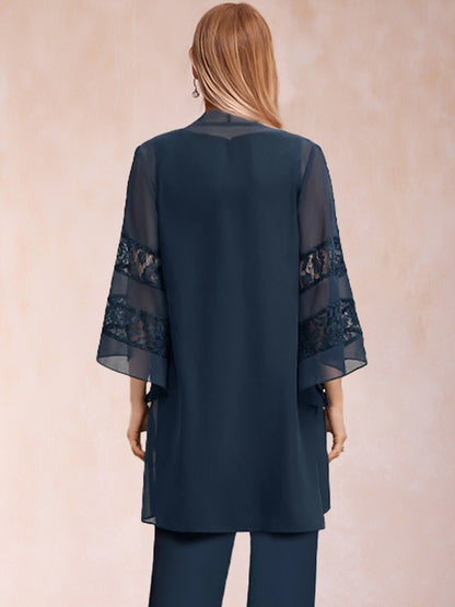 3/4 Sleeves Chiffon Mother's Jacket With Applique Lace