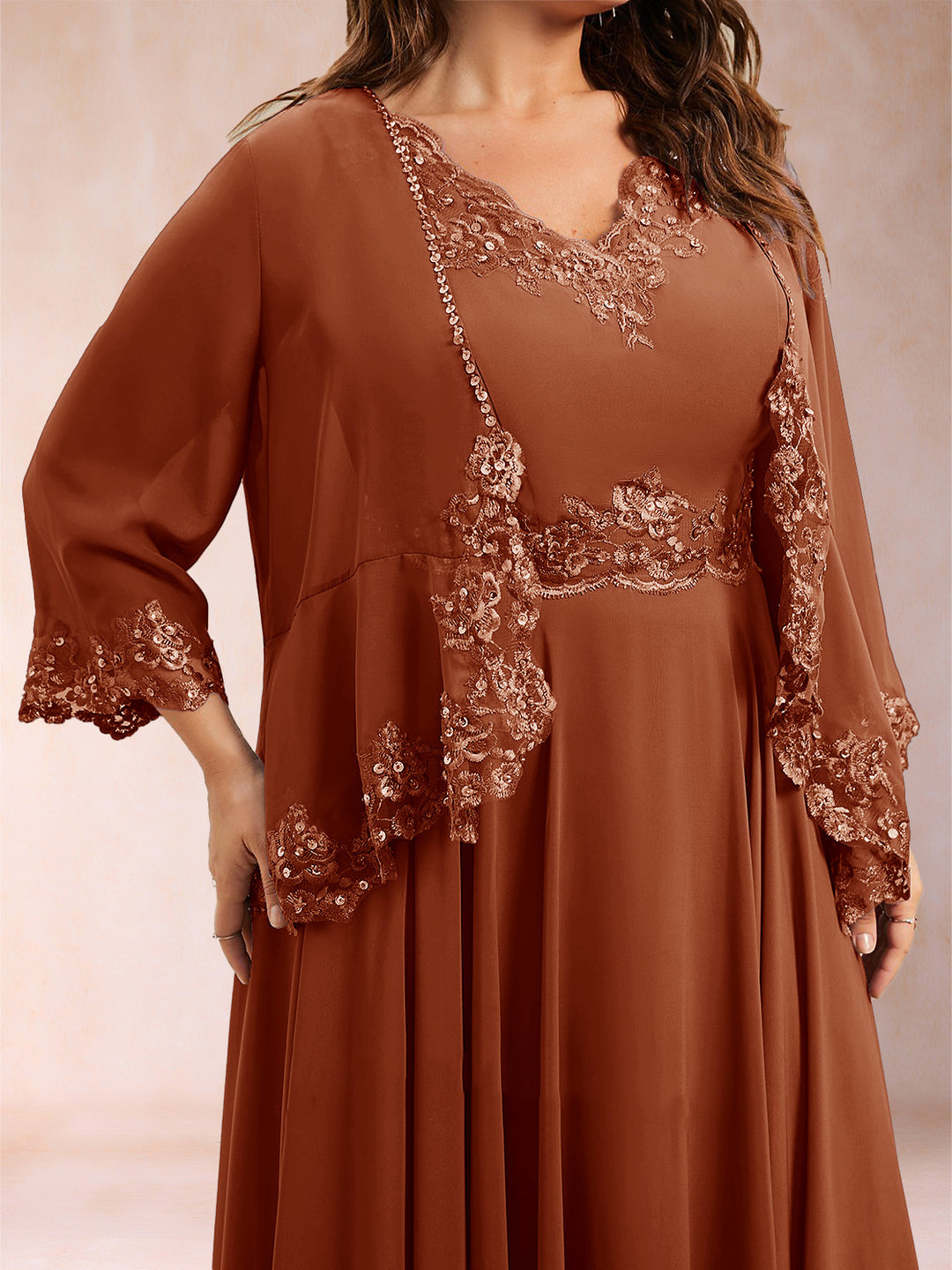 Chiffon 3/4 Sleeves Mother&