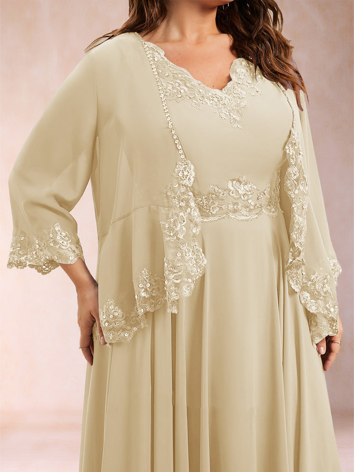 Chiffon 3/4 Sleeves Mother&