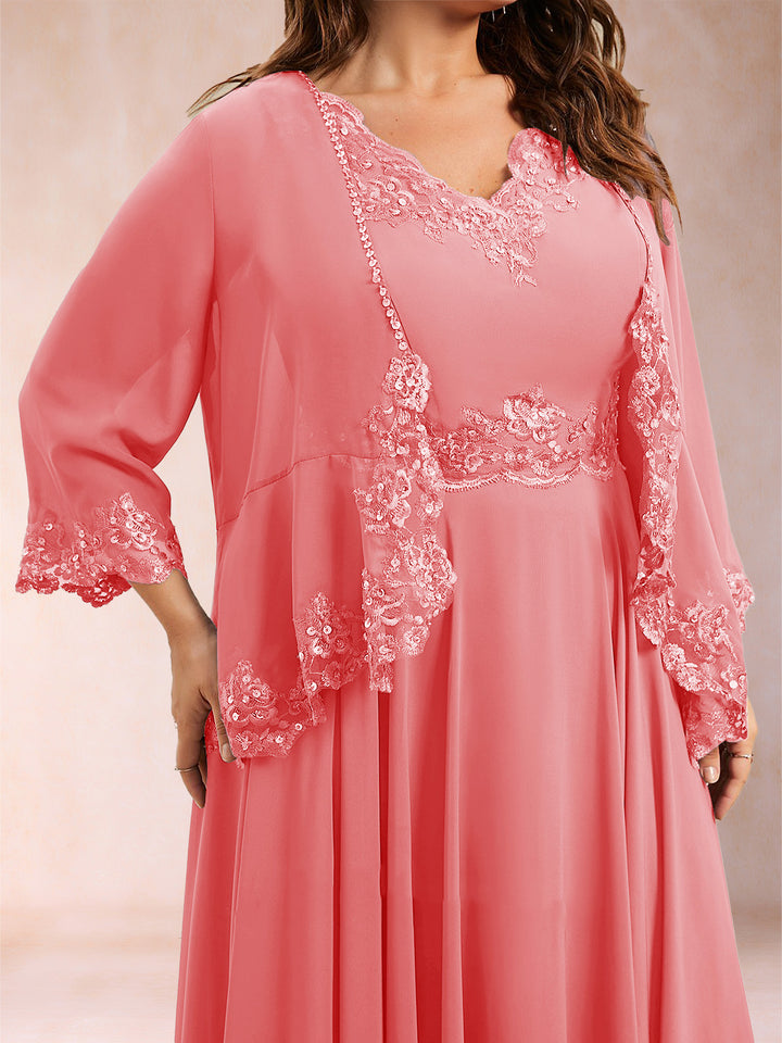 Chiffon 3/4 Sleeves Mother&