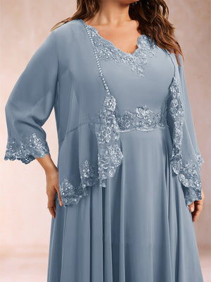 Chiffon 3/4 Sleeves Mother's Cardigan With Beading Appliques Lace