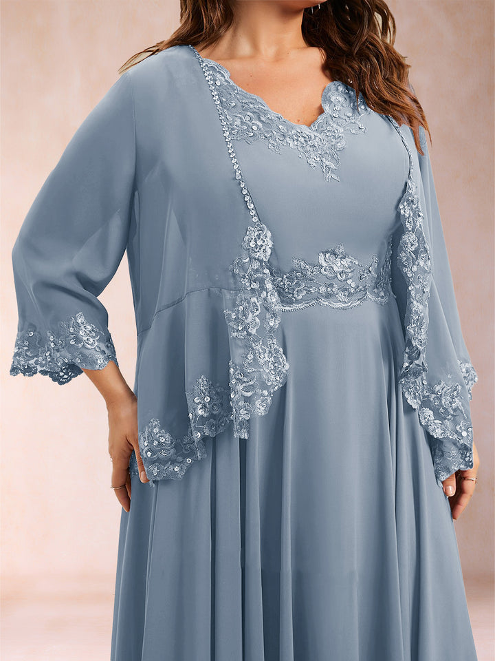 Chiffon 3/4 Sleeves Mother&