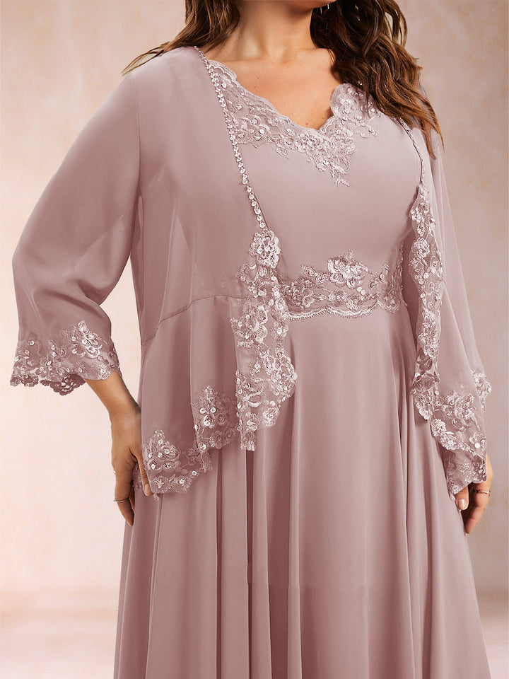 Chiffon 3/4 Sleeves Mother&