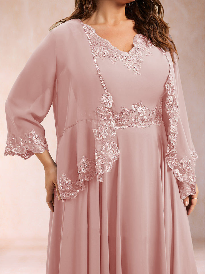 Chiffon 3/4 Sleeves Mother&