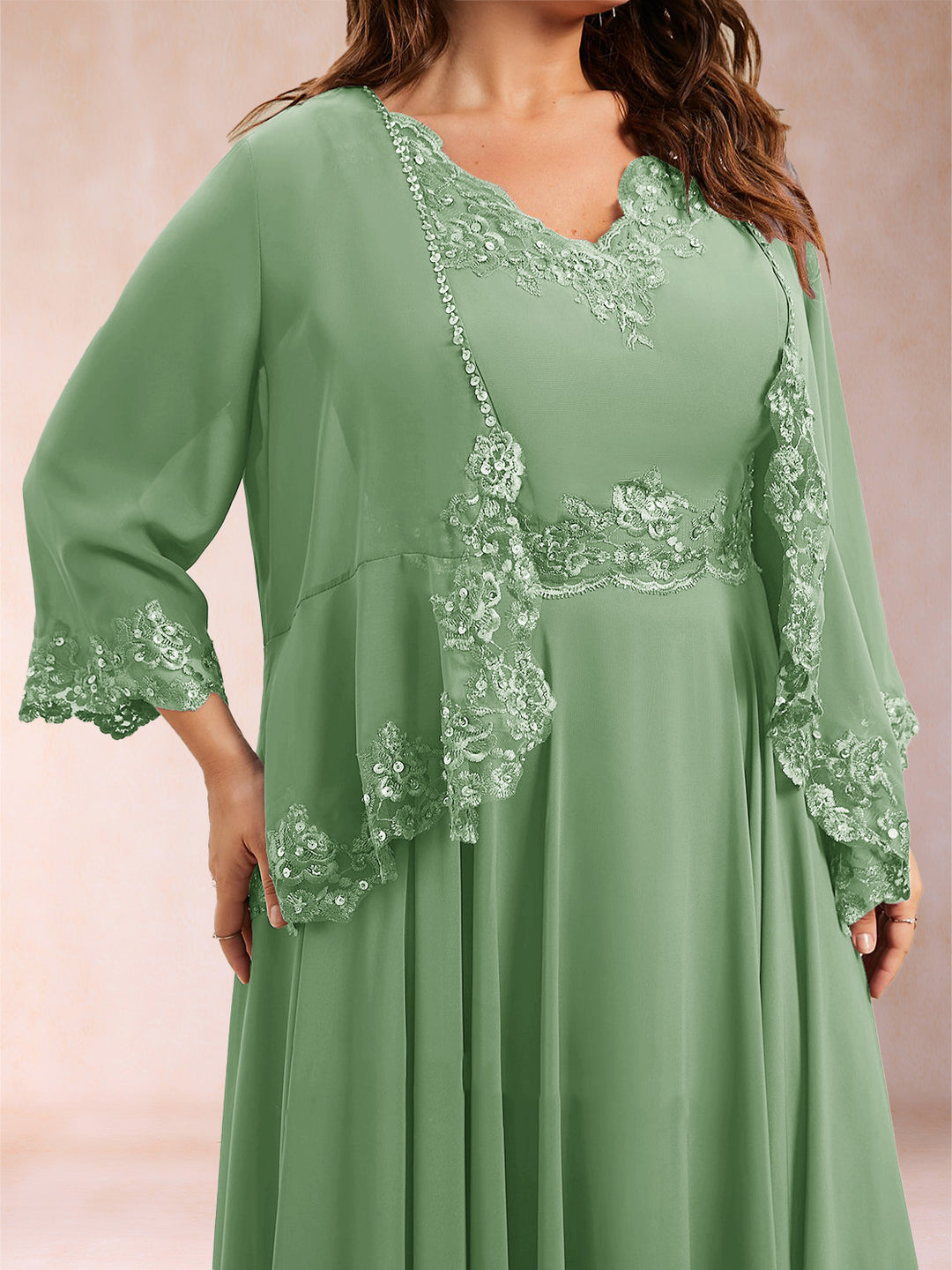 Chiffon 3/4 Sleeves Mother&