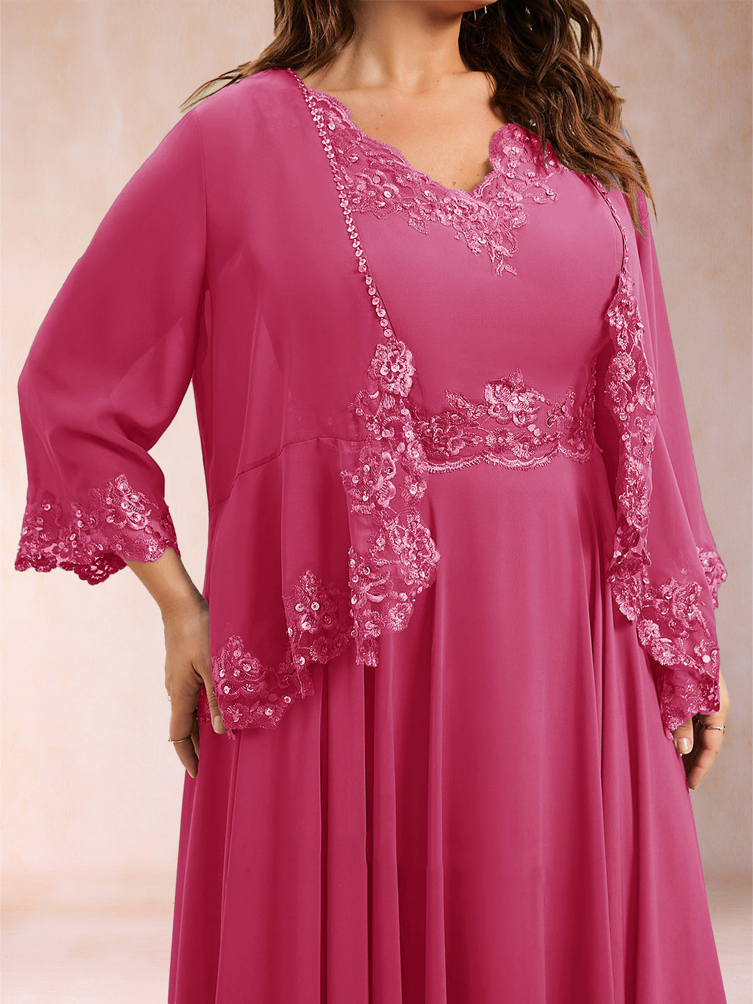 Chiffon 3/4 Sleeves Mother&