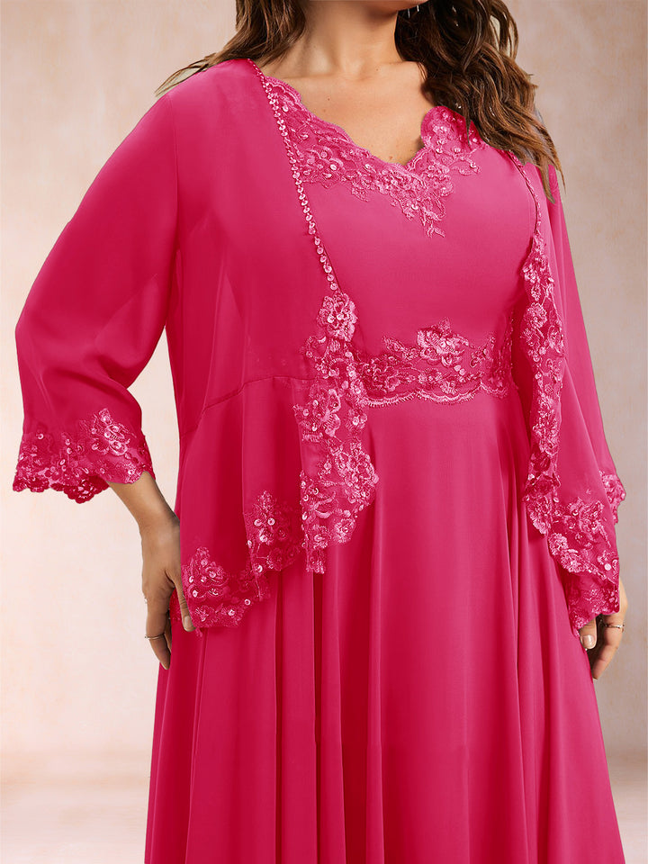 Chiffon 3/4 Sleeves Mother&