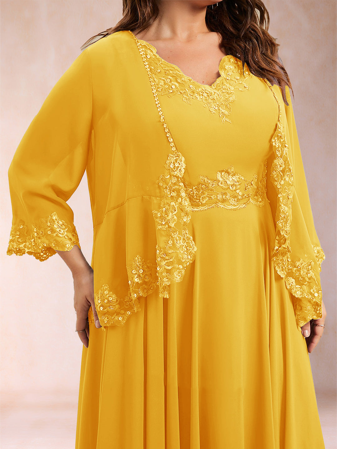 Chiffon 3/4 Sleeves Mother&
