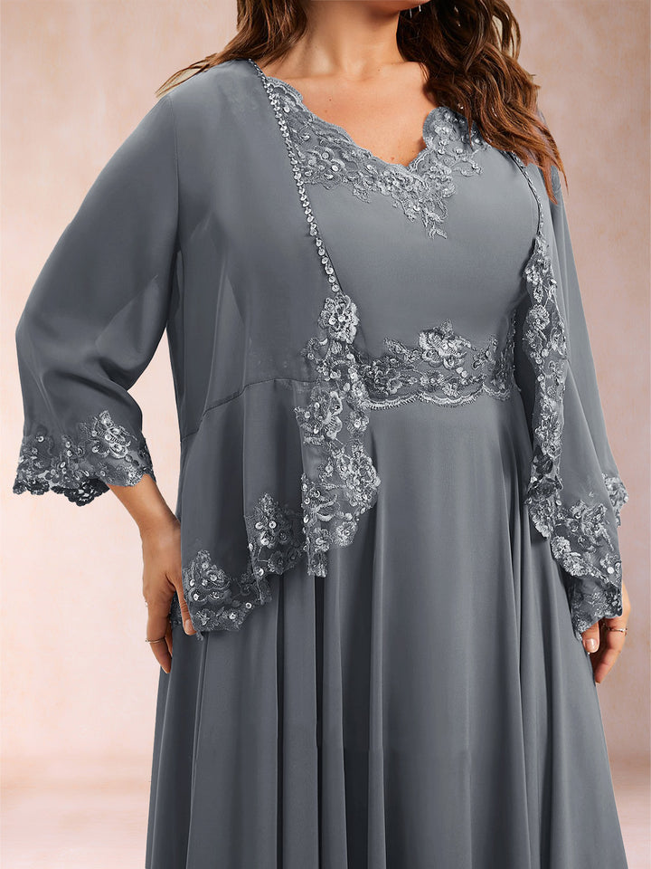 Chiffon 3/4 Sleeves Mother&