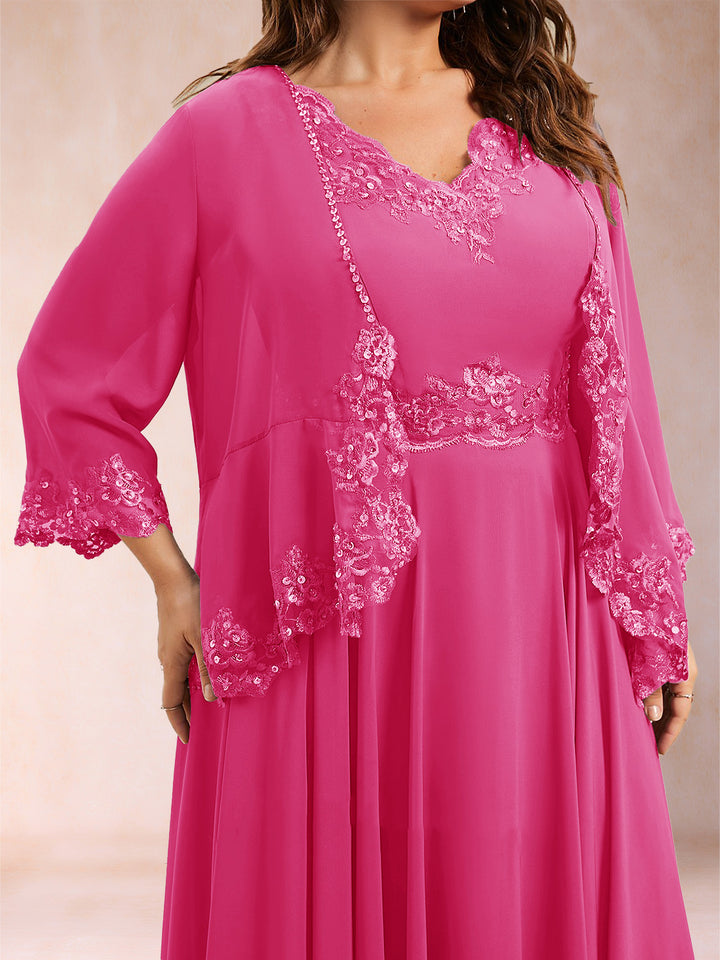 Chiffon 3/4 Sleeves Mother&