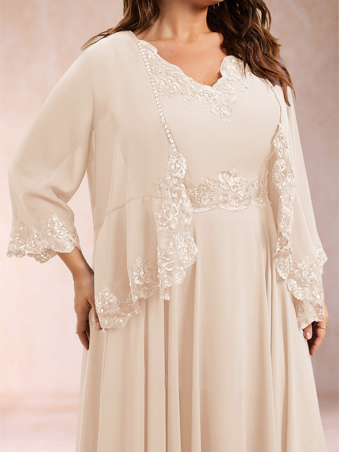 Chiffon 3/4 Sleeves Mother&