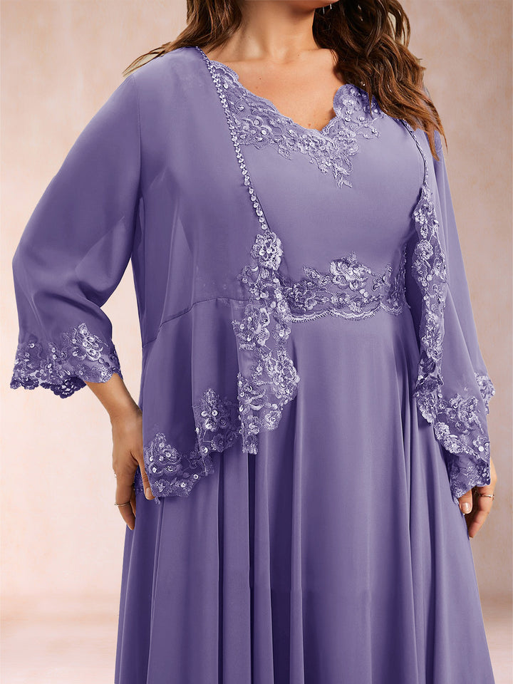 Chiffon 3/4 Sleeves Mother&