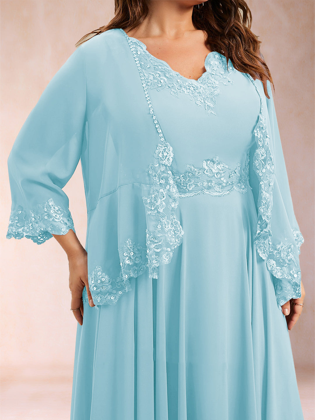 Chiffon 3/4 Sleeves Mother&