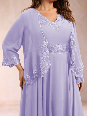 Chiffon 3/4 Sleeves Mother's Cardigan With Beading Appliques Lace