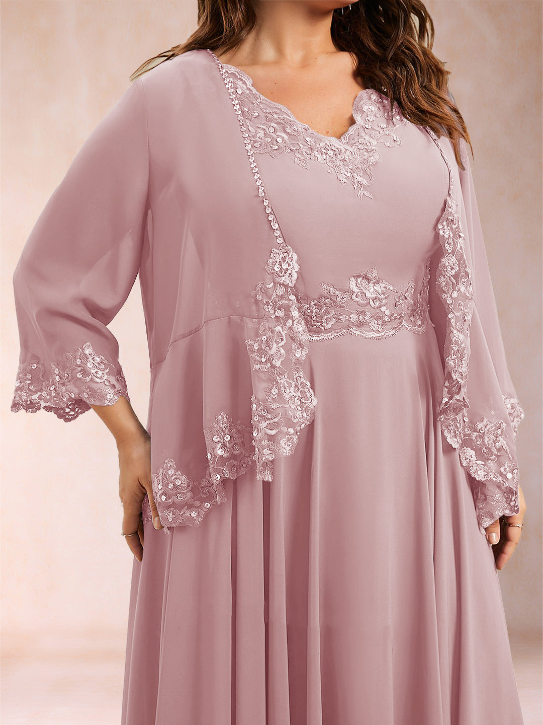 Chiffon 3/4 Sleeves Mother&