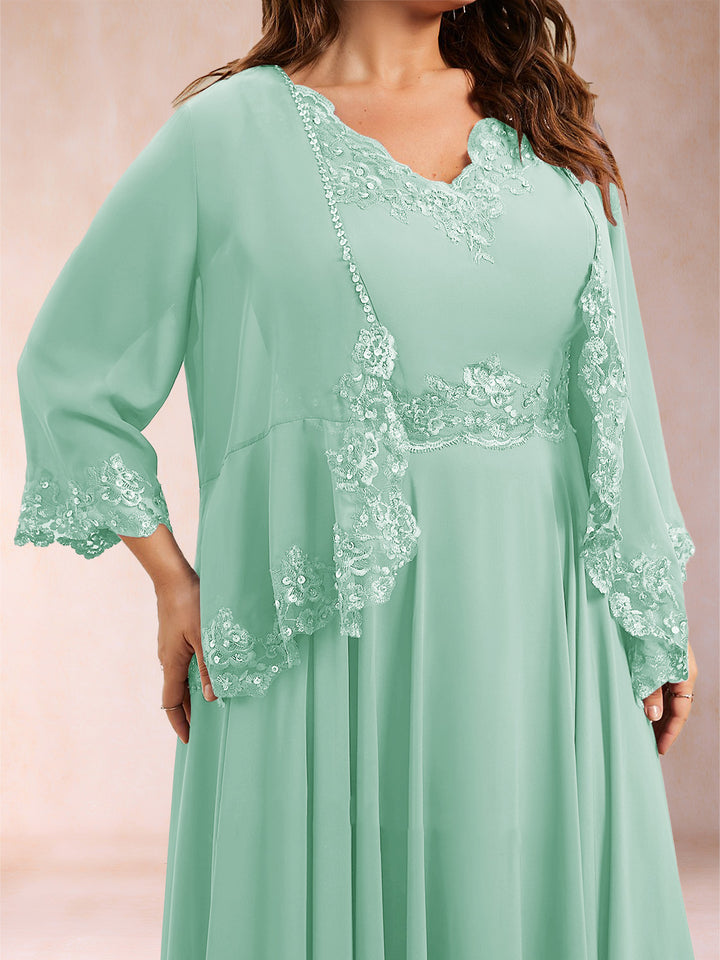 Chiffon 3/4 Sleeves Mother&
