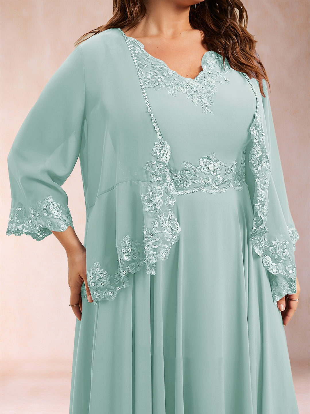 Chiffon 3/4 Sleeves Mother&
