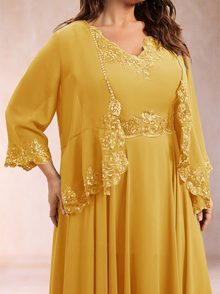 Chiffon 3/4 Sleeves Mother&