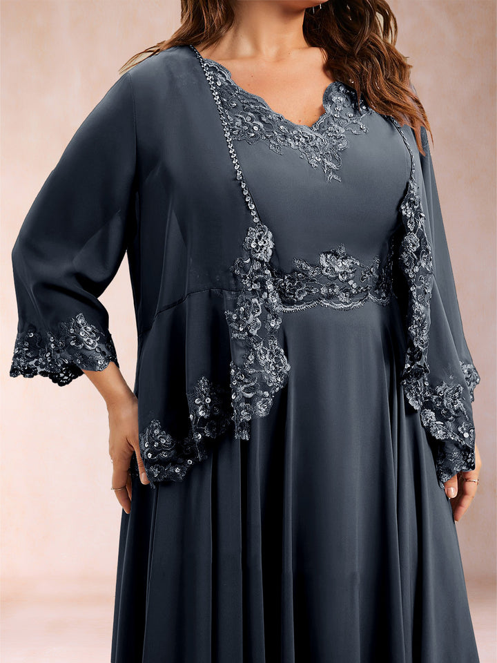Chiffon 3/4 Sleeves Mother&