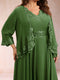 Chiffon 3/4 Sleeves Mother's Cardigan With Beading Appliques Lace