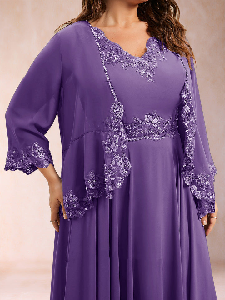 Chiffon 3/4 Sleeves Mother&