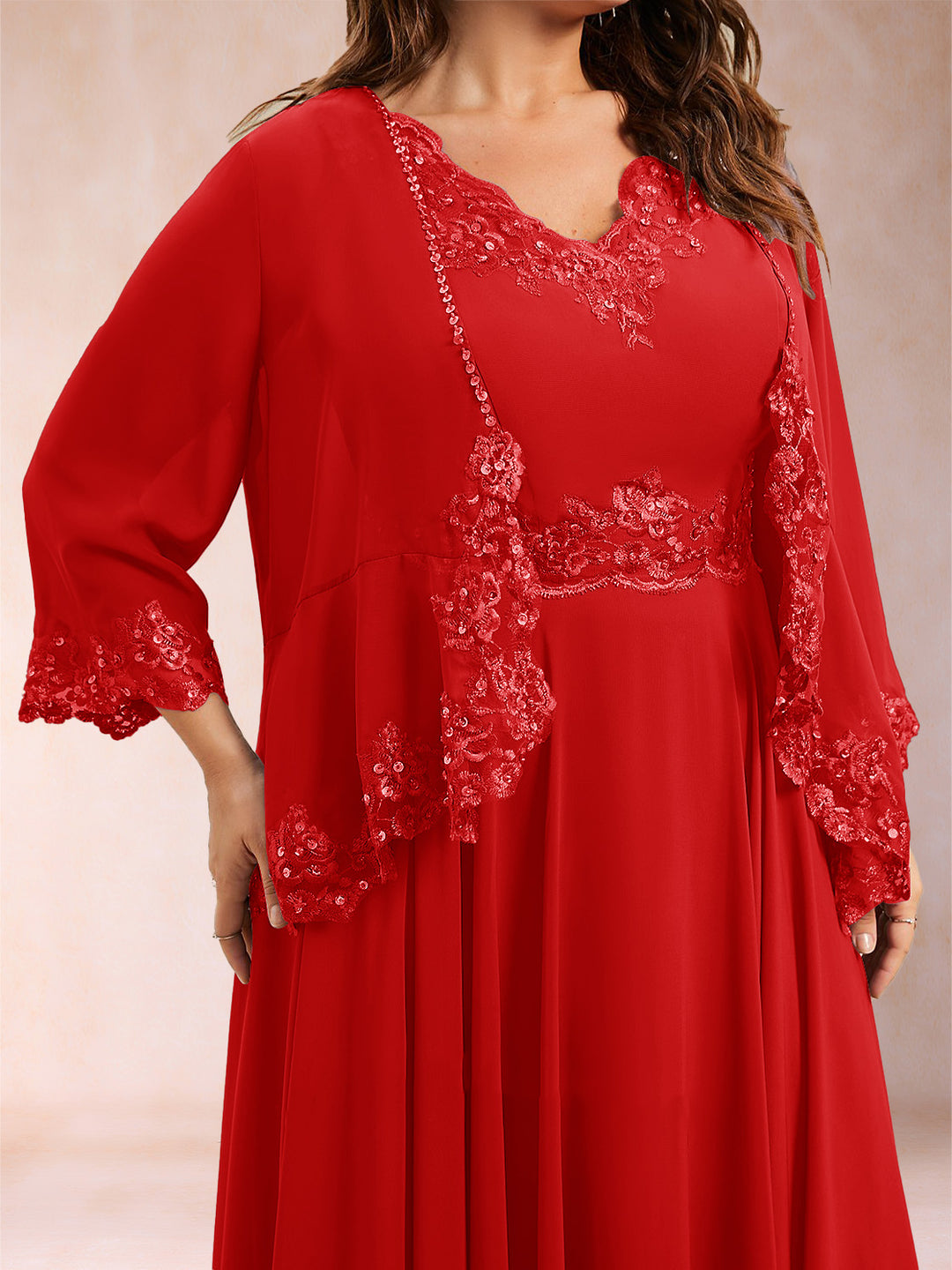 Chiffon 3/4 Sleeves Mother&