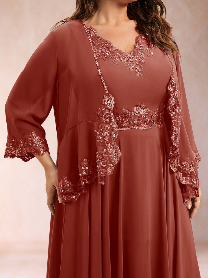 Chiffon 3/4 Sleeves Mother&