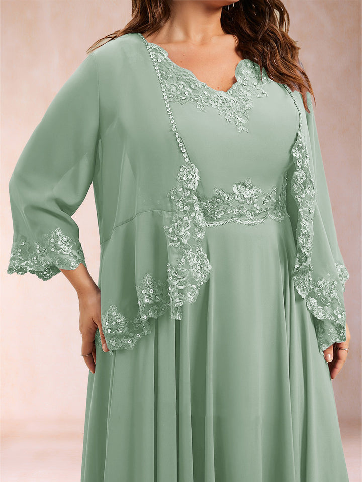 Chiffon 3/4 Sleeves Mother&