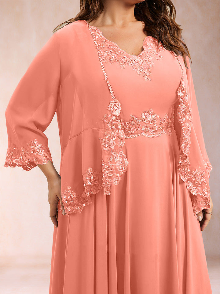 Chiffon 3/4 Sleeves Mother&