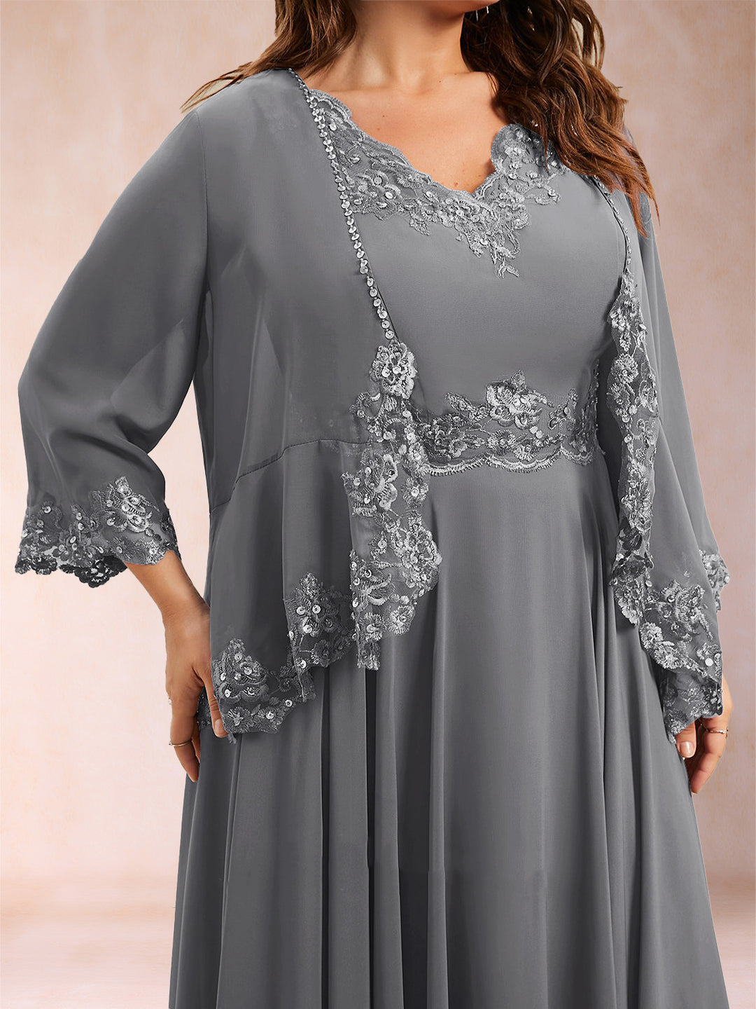 Chiffon 3/4 Sleeves Mother&