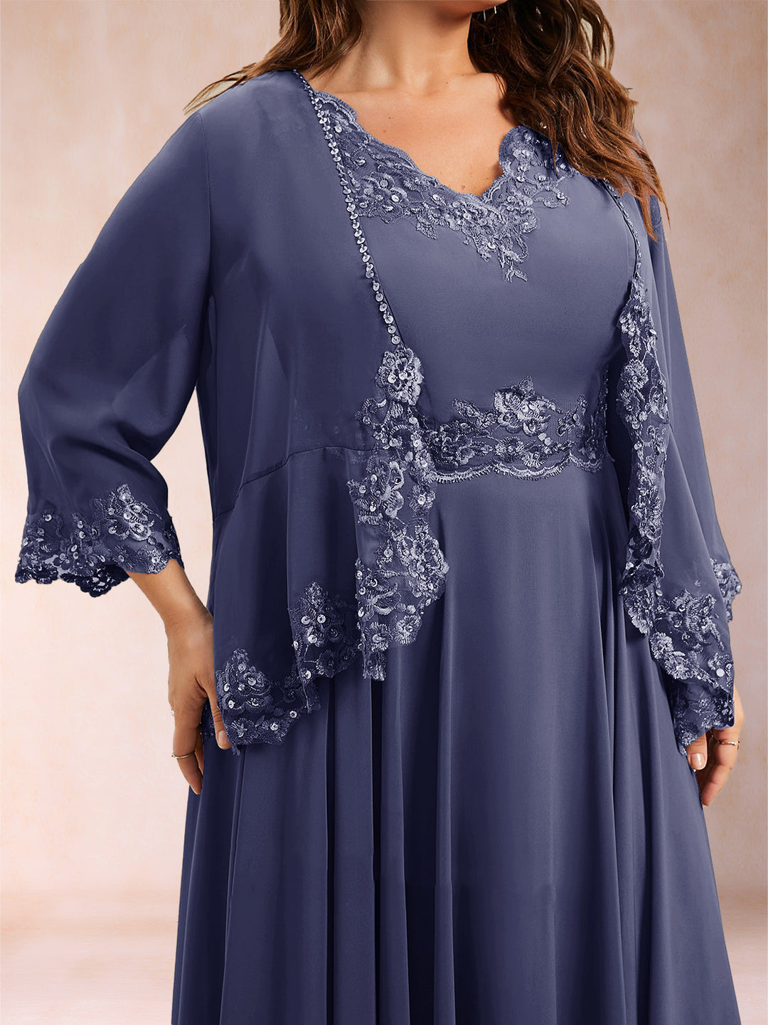 Chiffon 3/4 Sleeves Mother&