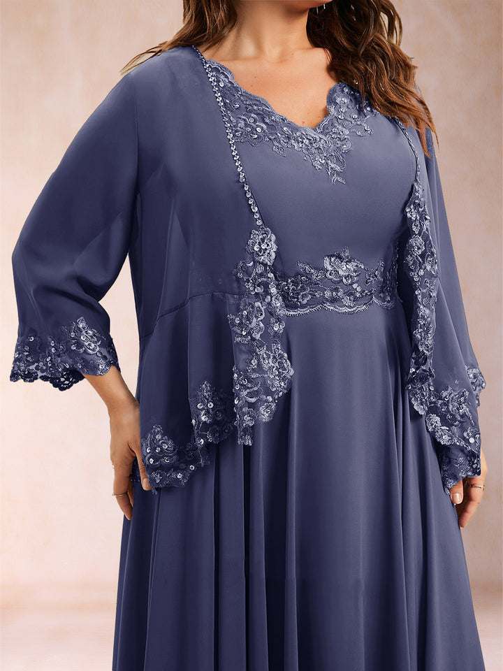 Chiffon 3/4 Sleeves Mother&