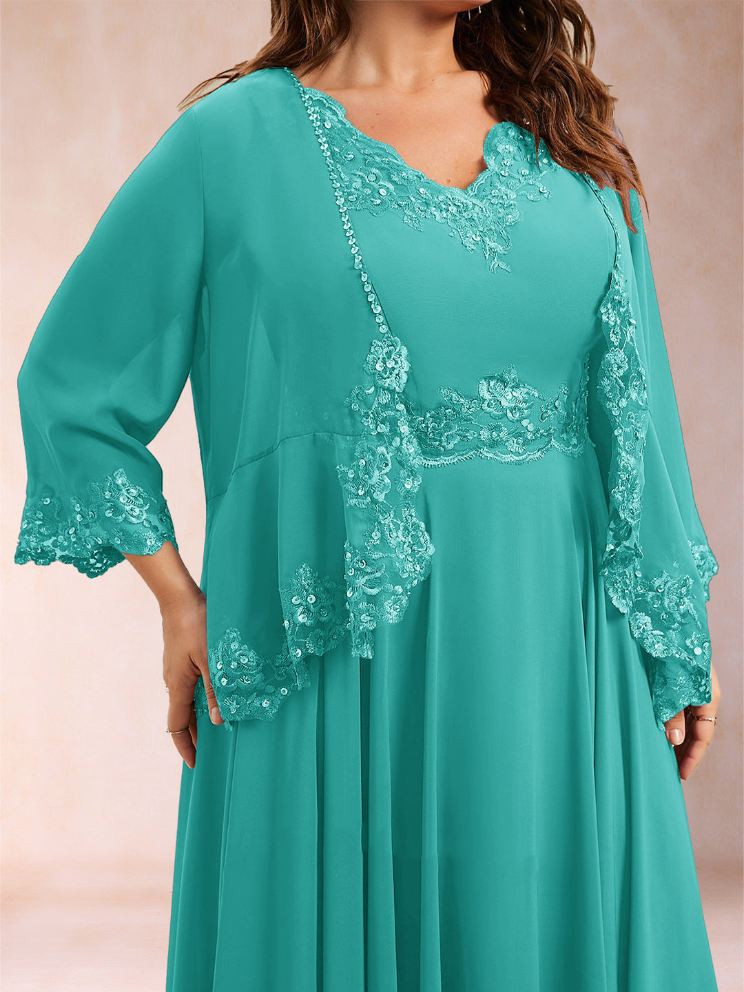 Chiffon 3/4 Sleeves Mother&