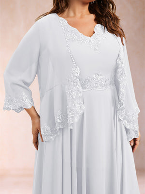 Chiffon 3/4 Sleeves Mother's Cardigan With Beading Appliques Lace