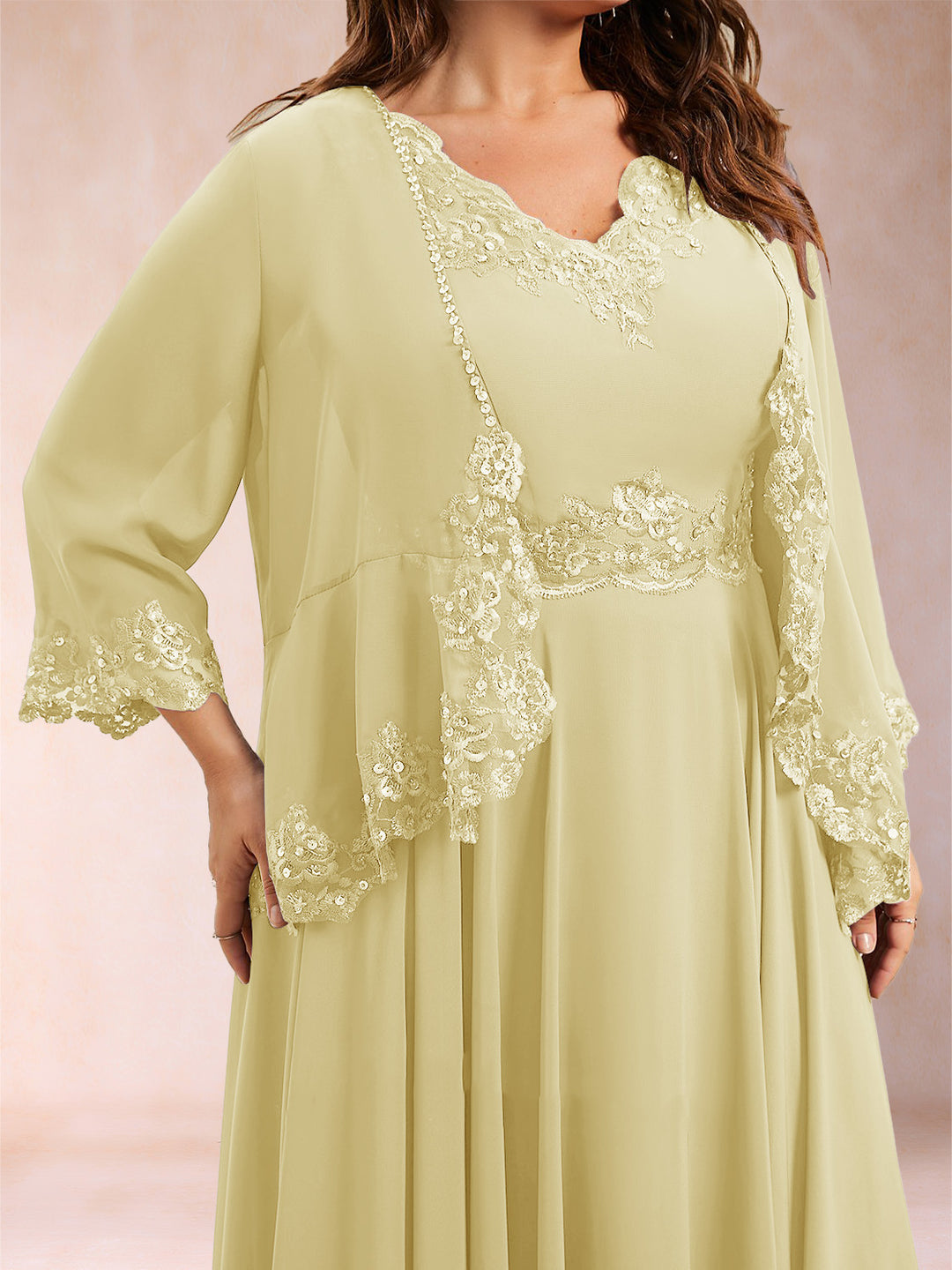 Chiffon 3/4 Sleeves Mother&