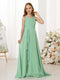 A-Line/Princess Chiffon Sleeveless Scoop Neck Floor-Length Junior Bridesmaid Dresses