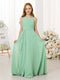 A-Line/Princess Chiffon Sleeveless Scoop Neck Floor-Length Junior Bridesmaid Dresses