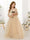 A-Line/Princess Lace 3/4 Sleeves Scoop Neck Floor-Length Flower Girl Dresses