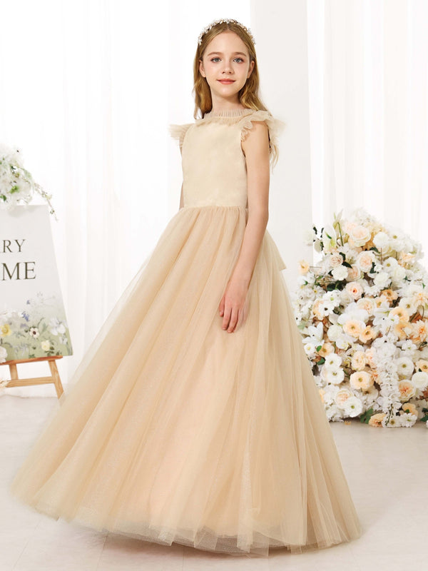Ball-Gown Tulle Sleeveless Scoop Neck Floor-Length Flower Girl Dresses
