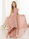A-Line/Princess Chiffon Short Sleeves One-shoulder Asymmetrical Junior Bridesmaid Dresses
