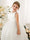Ball-Gown Tulle Satin Sleeveless Scoop Neck Floor-Length Flower Girl Dresses